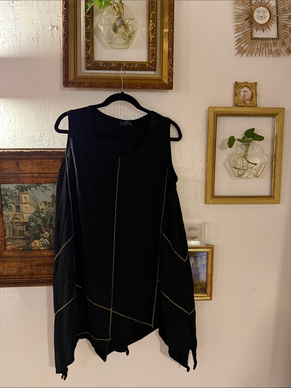 Black Long Sleeve Tunic with Contrast Stitching